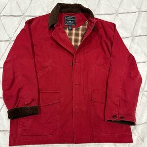 Vintage American Eagle Chore Jacket Men’s Size M Red Flannel Lined Canvas Barn